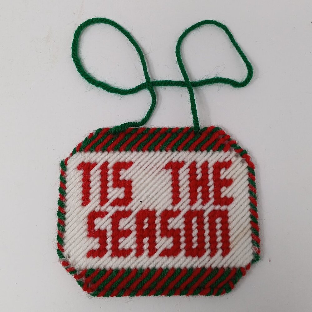Handstitched "Tis the Season" Christmas Ornament